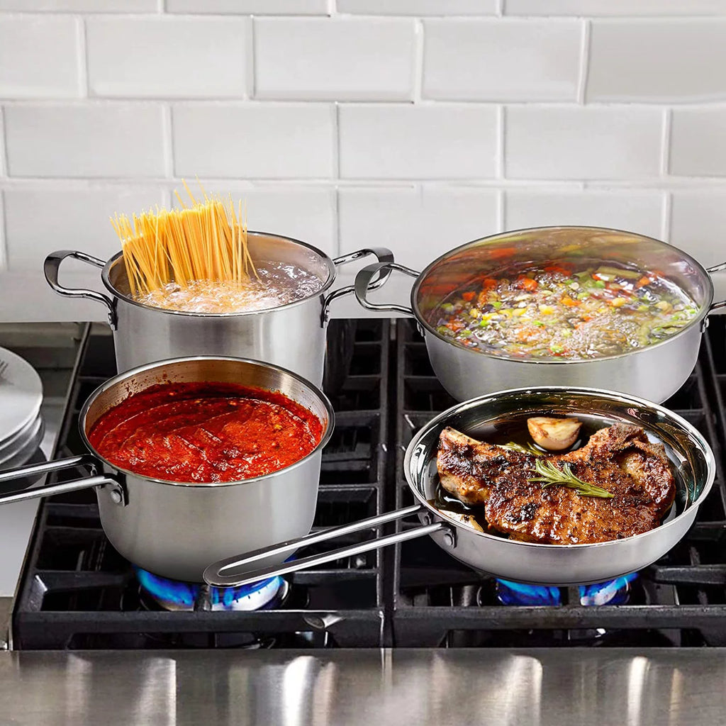 Stainless Steel Cookware Set with Stockpot, Saucepan, and Frying Pan F282203