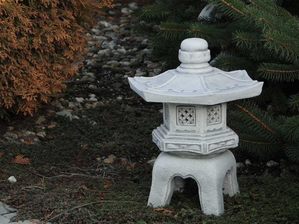 Asian Pagoda Lantern Statue Zen Garden Handmade Decoration Concrete Lantern Figurine Creative Outdoor Decor Gray