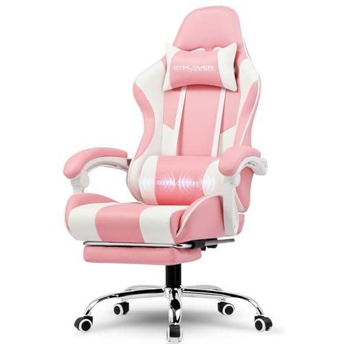 Gaming Chair with Footrest and Lumbar Support, Height Adjustable, 360° Swivel, Blue U7447