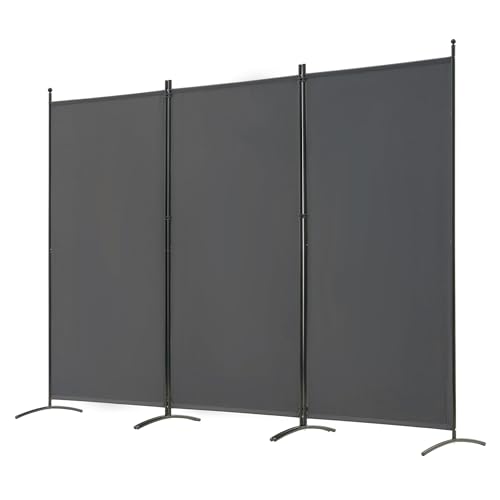 3 Panel Room Divider Folding Partition Privacy Screen, Freestanding Fabric Panel, 102" W x 71" H, Black V153