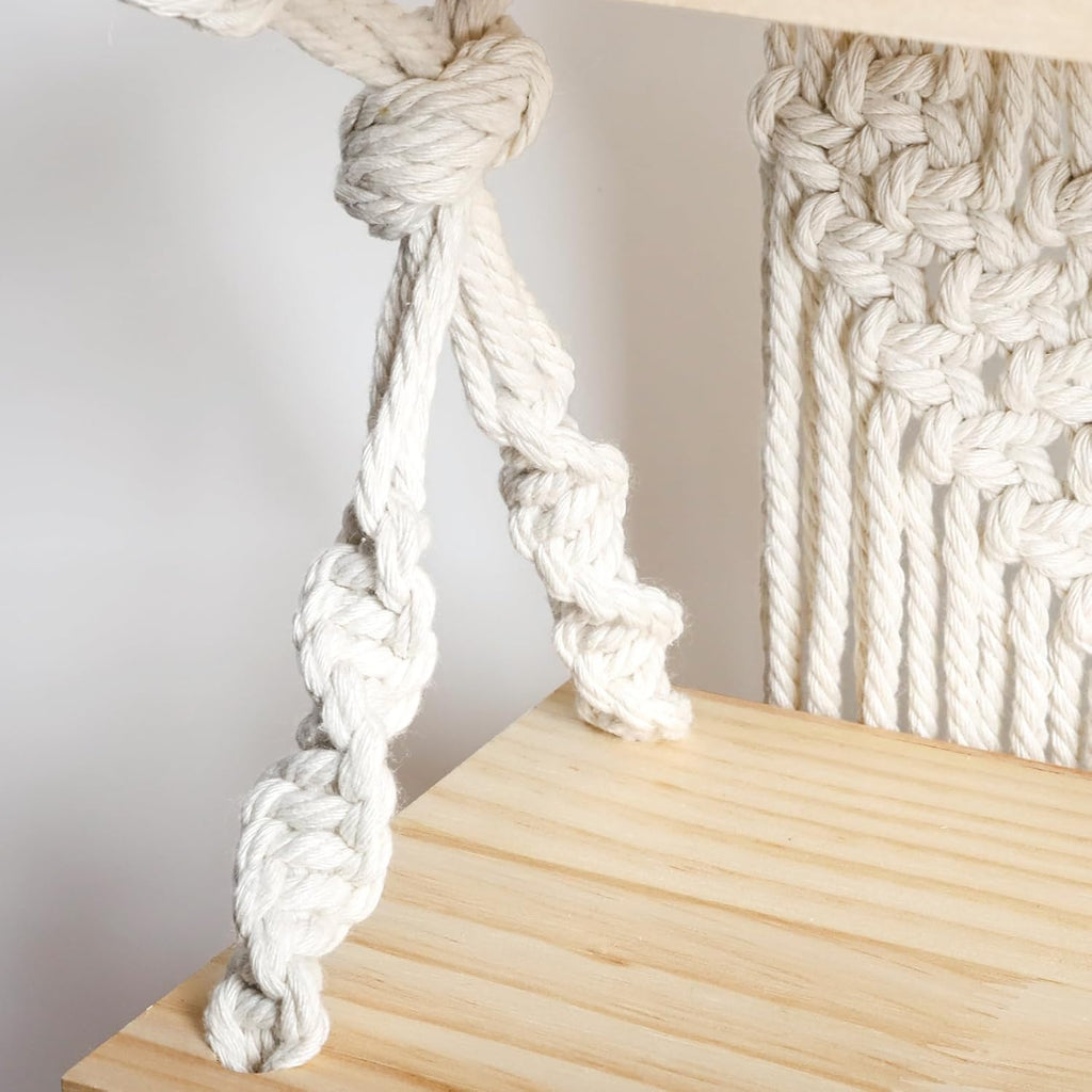 Macrame Wall Hanging Shelf with Wood Plant Rope Storage T29835