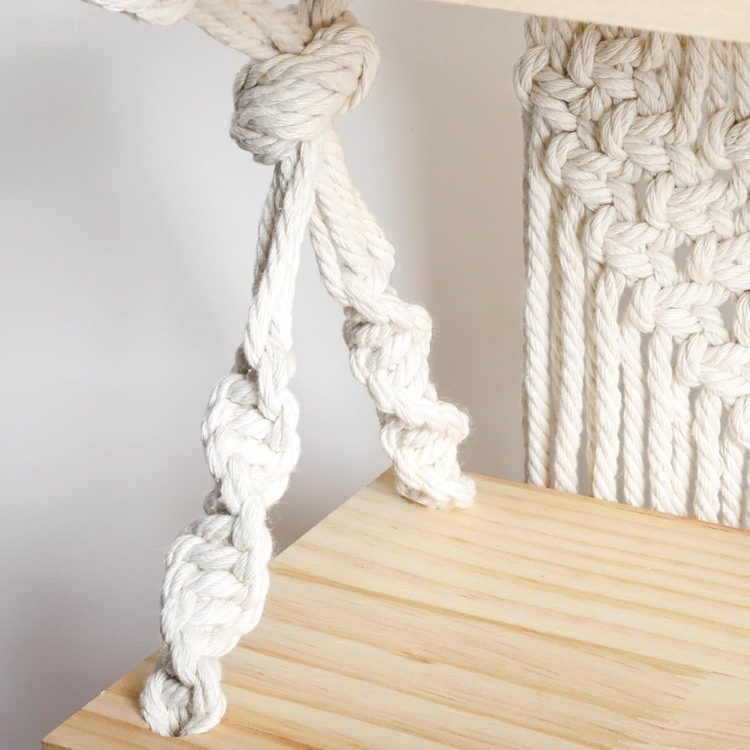 Macrame Wall Hanging Shelf with Wood Plant Rope Storage T29835