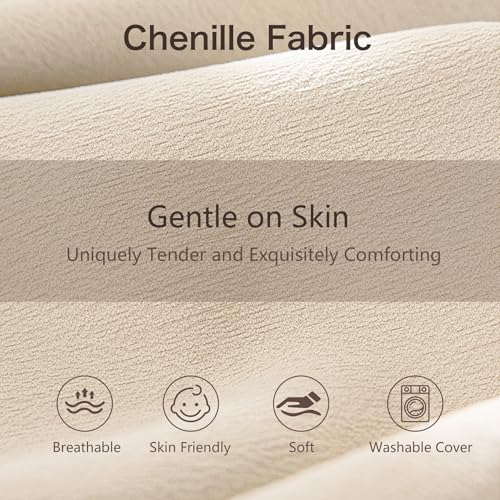 Chenille Lounge Chair with Ottoman, Beige W1064