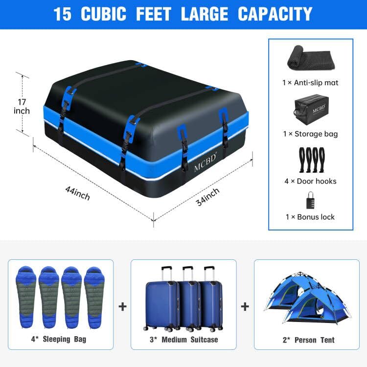 Soft-Shell Waterproof Rooftop Cargo Carrier for SUV, 21 Cubic Feet S158395