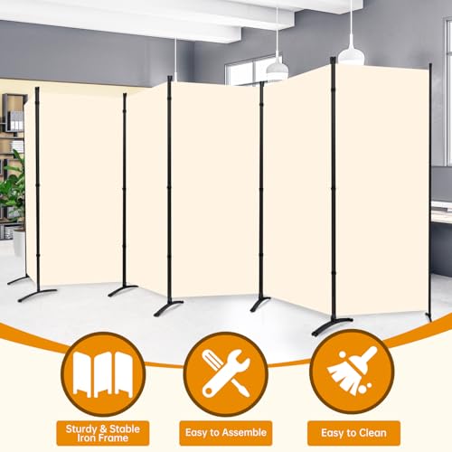 Room Divider Screen 3 Panel Folding Partition with Metal Frame, Grey M4968