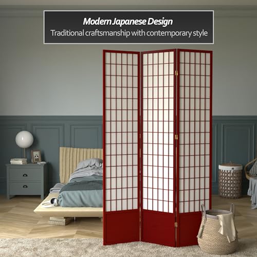 7 ft. Tall Window Pane Shoji Screen Room Divider, 3 Panels T5246