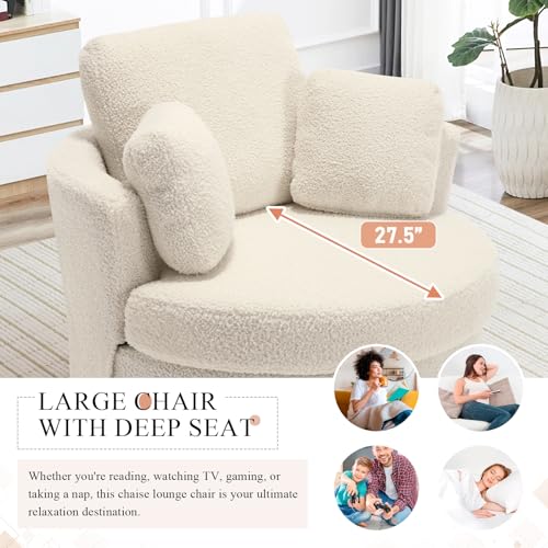 Swivel Barrel Chair with Ottoman for Living Room Bedroom, White W553228
