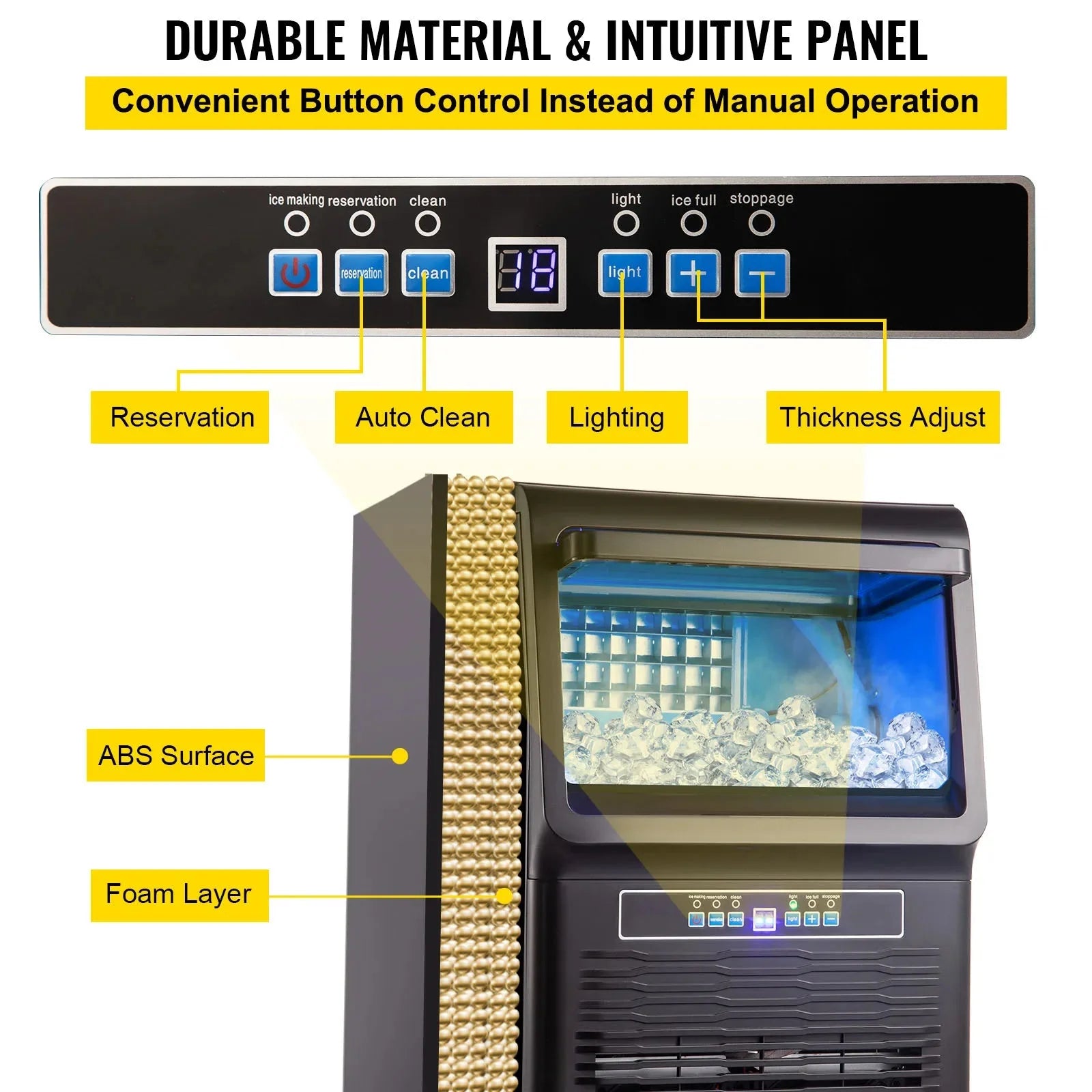 Commercial Ice Maker 30KG/24H Countertop Automatic Cube Ice Machine V64744