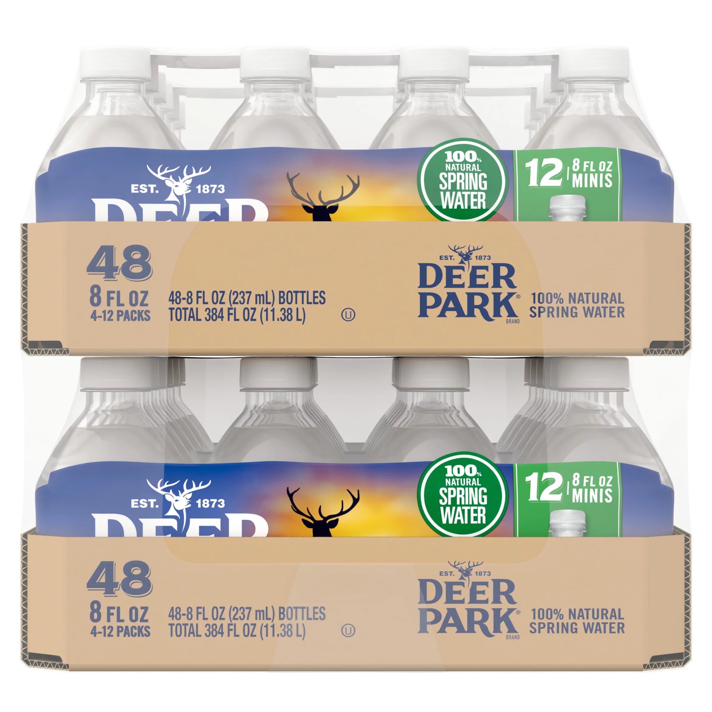 Natural Spring Water, 8 oz Mini Plastic Bottles, 48 Pack C719107