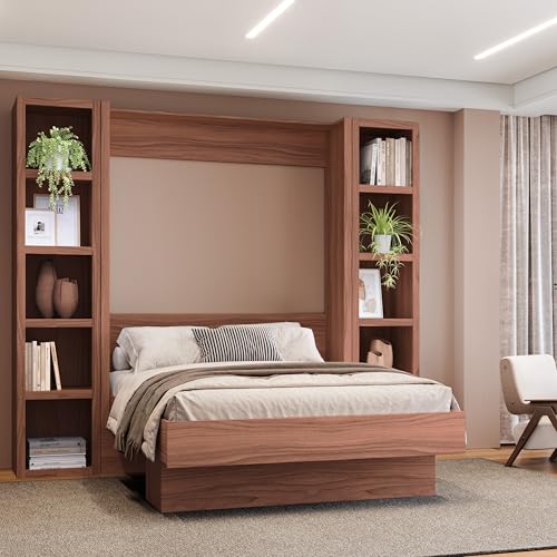 Queen Murphy Wall Bed with Two Bookshelves Y365306
