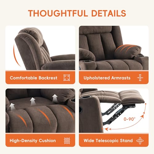 Swivel Recliner Chair for Adults with Massage and Heat, Fabric, Lime Gray B7507