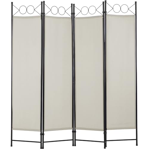 4 Panel Room Divider 6FT Steel Frame Folding Privacy Screen S6430