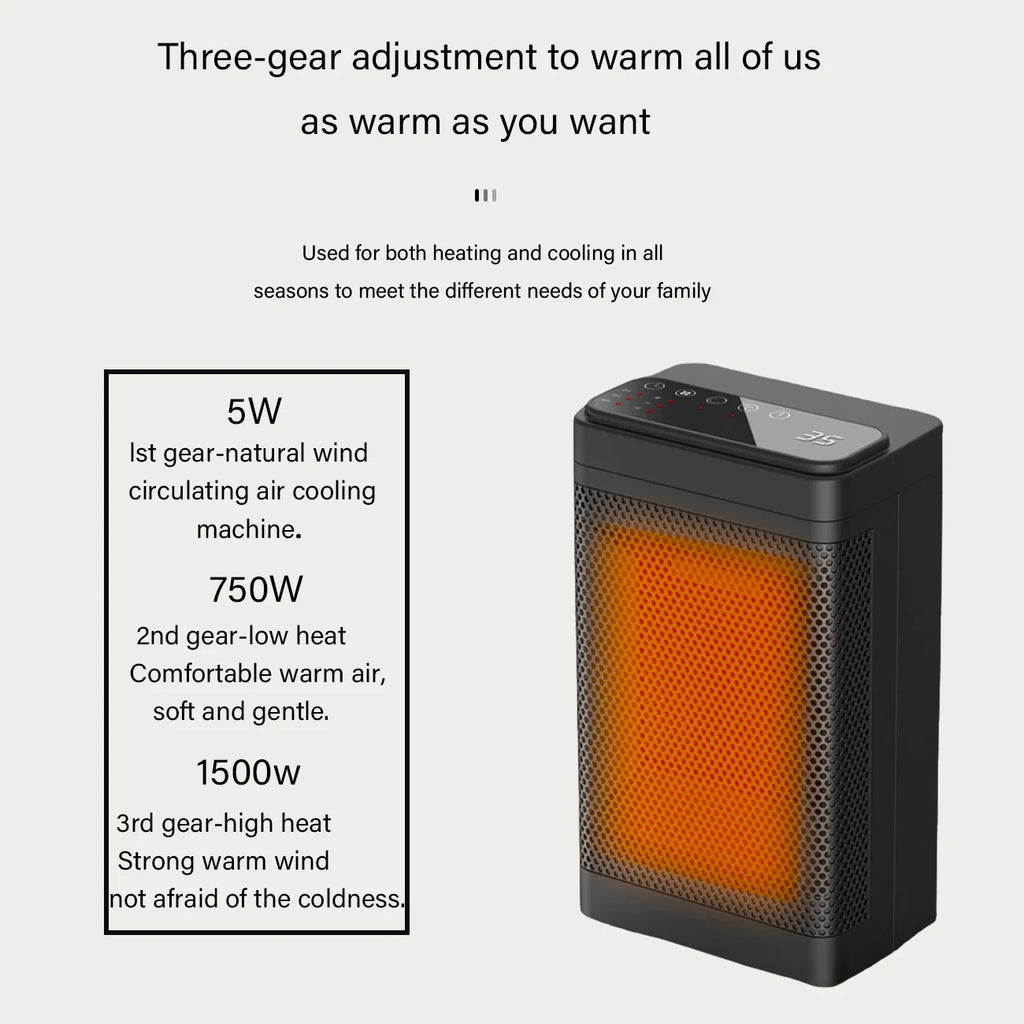 1500W Portable Electric Heater with Thermostat and Remote I930