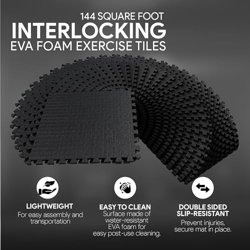 Puzzle Exercise Mat with EVA Foam Interlocking Tiles for MMA, Gymnastics and Home Gym N211438