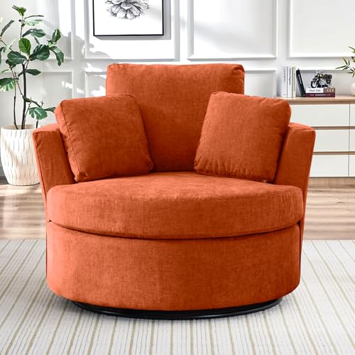 Swivel Barrel Chair with Ottoman for Living Room Bedroom, White W553228