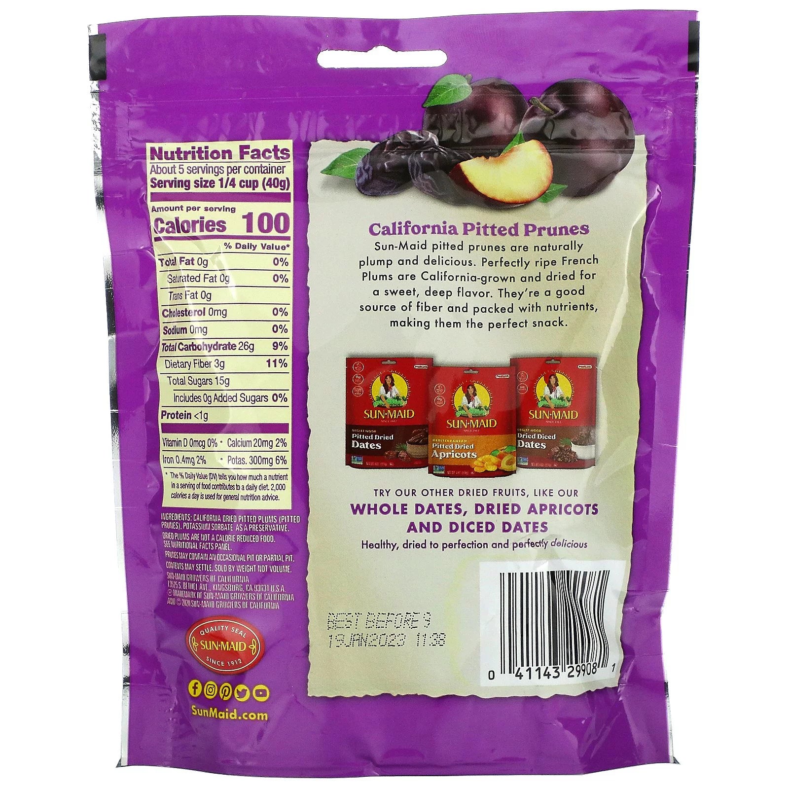 California Whole Pitted Prunes, Dried Plums, 7 oz Pack of 3 T6449