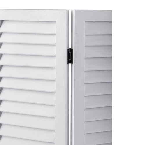 Wood Short Room Divider 3 Panel, 2.6 Ft Tall Folding Partition, White Freestanding Wall for Home Office J532