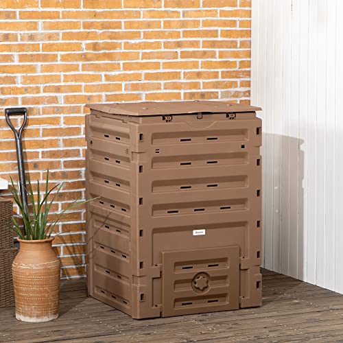 Garden Compost Bin, 120 Gallon, BPA Free, with Vents and Sliding Doors, Black R837734
