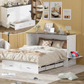 PAKASEPT Murphy Bed Queen, Bed Cabinet Frame with Storage & Charging Station, Murphy Cabinet Bed with Hidden Space for Bedroom/Guest Room
