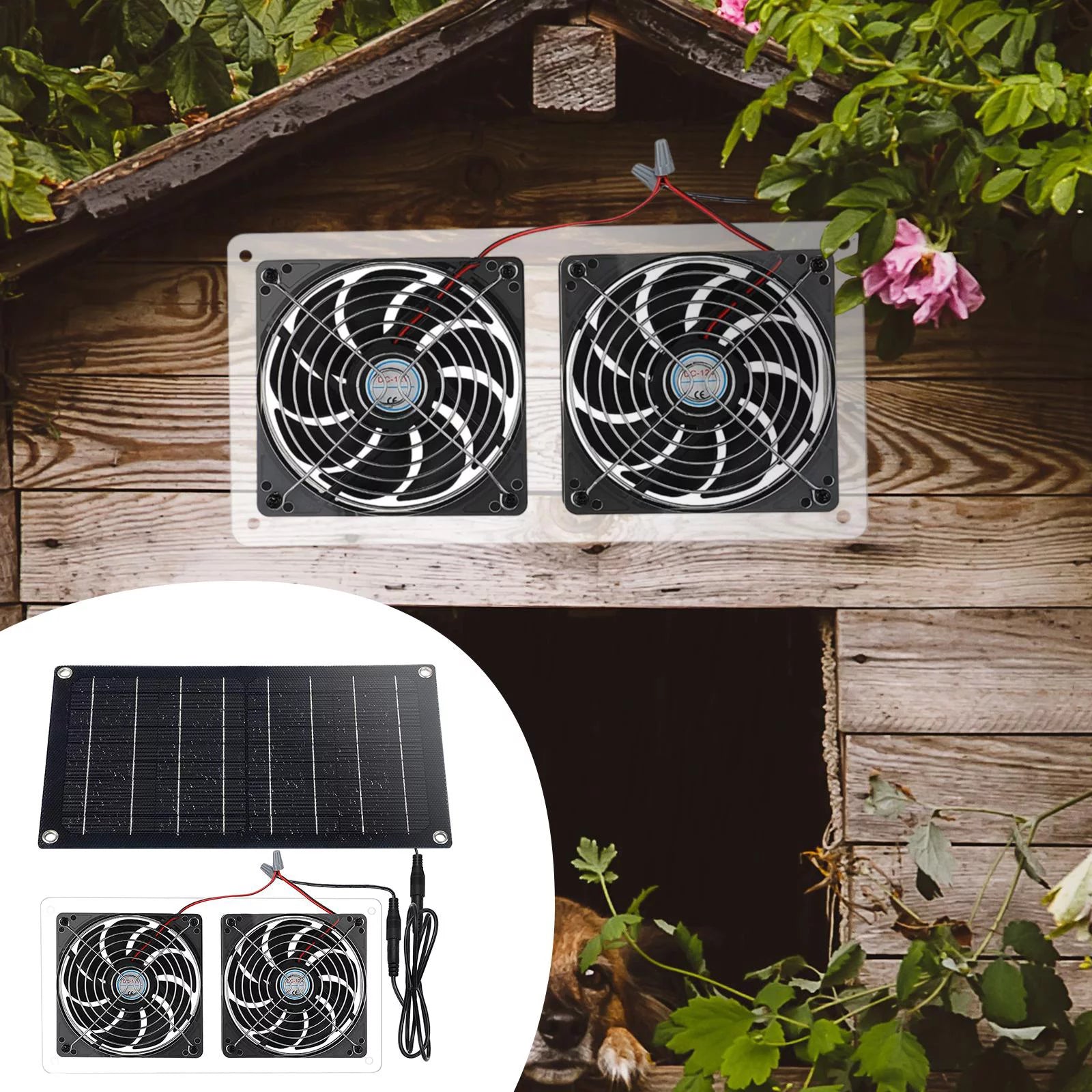 Solar Exhaust Fan for Chicken Coops Greenhouse Shed Roofs Q25615