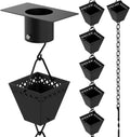 Rain Chain Kit w/ Adapter & Extension | Black Powder Coated Rain Chains for Gutters 10 ft | Rain Chain | Rain Chains | Gutter Chain Downspout | Rain Chains for Outside | Rain Catcher | Rain Chimes