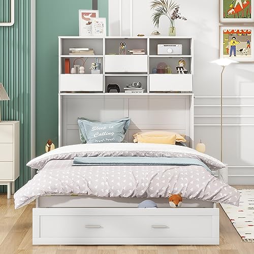 Queen Size Murphy Bed with Cabinet and LED Lights P178570