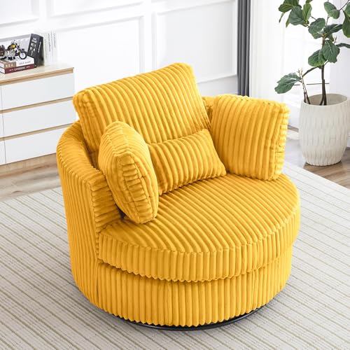 Swivel Barrel Chair with Ottoman for Living Room Bedroom, White W553228