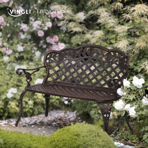 Antique Cast Aluminum Outdoor Bench for 2-3 People, Black C455