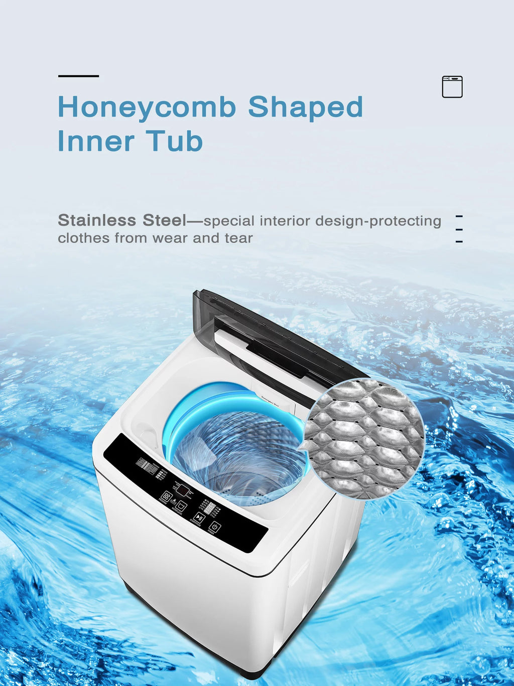 Portable Washing Machine, Compact Washer with Drain Pump, 11lbs Capacity V103554