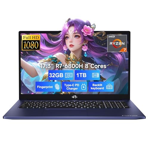 17.3" IPS FHD Gaming Laptop, AMD Ryzen 7, 32GB DDR5 RAM, 1TB SSD U1703
