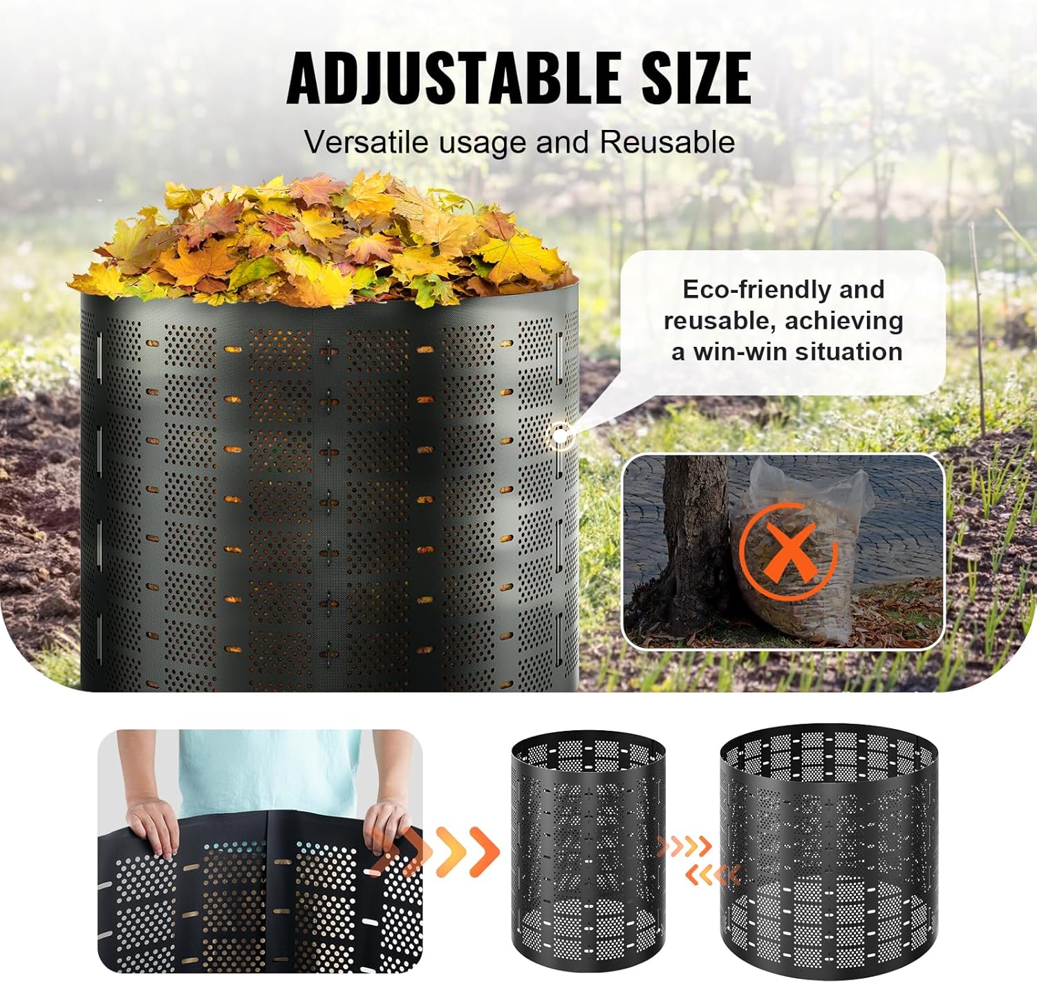 Compost Bin 220 Gallon, Outdoor Expandable Composter E513