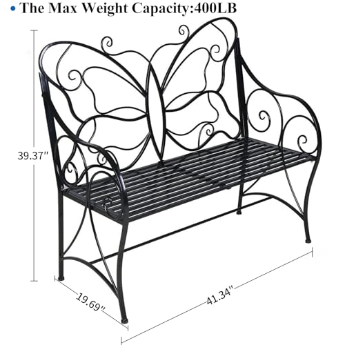 Outdoor Garden Bench Cast Iron with Armrests W9104
