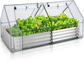 6x3x3FT Galvanized Raised Garden Bed with Cover Greenhouse Combination, Mesh Cover Greenhouse with 2 Zippered Roll-up Doors, Easy Watering & Venting, Garden Box for Fruit, Vegetable, Flower Planting