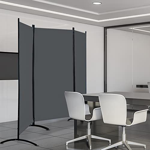 4 Panel Folding Room Divider Privacy Screen with Steel Frame P539789