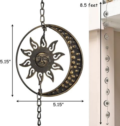 Rain Chain for Gutters Downspouts, Metal Decorative Hanging Chime, 8.5 Feet, Copper F925767