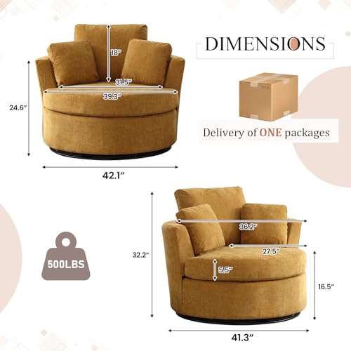 Swivel Barrel Chair with Ottoman for Living Room Bedroom, White W553228