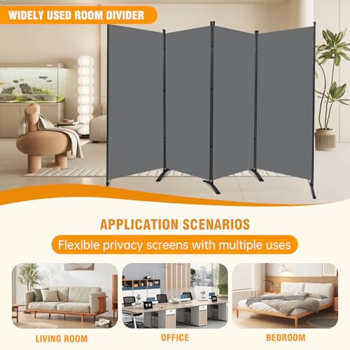 Room Divider Screen 3 Panel Folding Partition with Metal Frame, Grey M4968