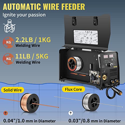 250Amp MIG Welder 3 in 1, 220V Flux Core/Gas/Solid Wire, Digital Multiprocess M104