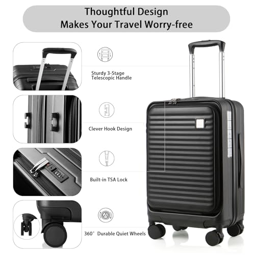 Expandable Carry-On Luggage, Hardside, Spinner Wheels, TSA Lock, 20-Inch U64815
