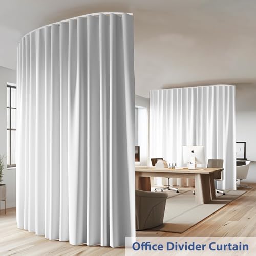 Ceiling Mounted Room Divider Curtain Track Set, Blackout Panel, White Rail, 8.3 x 7 ft K66131