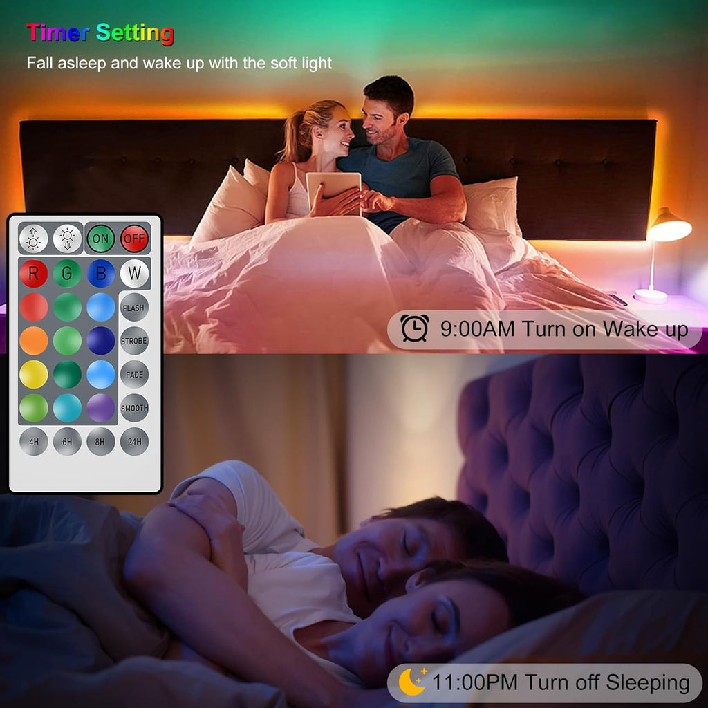 RGB LED Strip Lights Battery Powered, 16.4FT 150 LED, Remote Control, Dimmable S61602