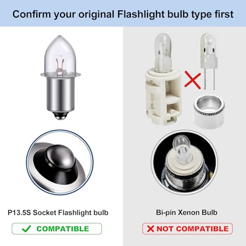 LED Flashlight Bulb DC4-24V, 3W Replacement for 3-16 C&D Cells (1 Pack) E702