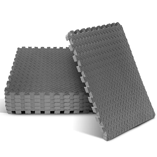 Puzzle Exercise Mat for Home Gym, EVA Interlocking Foam Floor Tiles with Border I79139