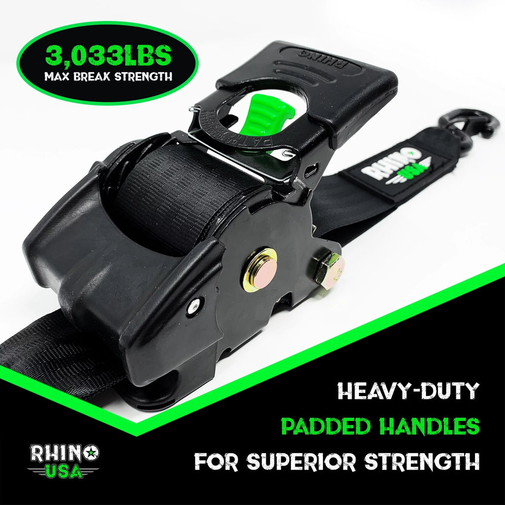 2" x 10' Retractable Ratchet Straps (2-Pack) - 3,033lb Max Break Strength A32317