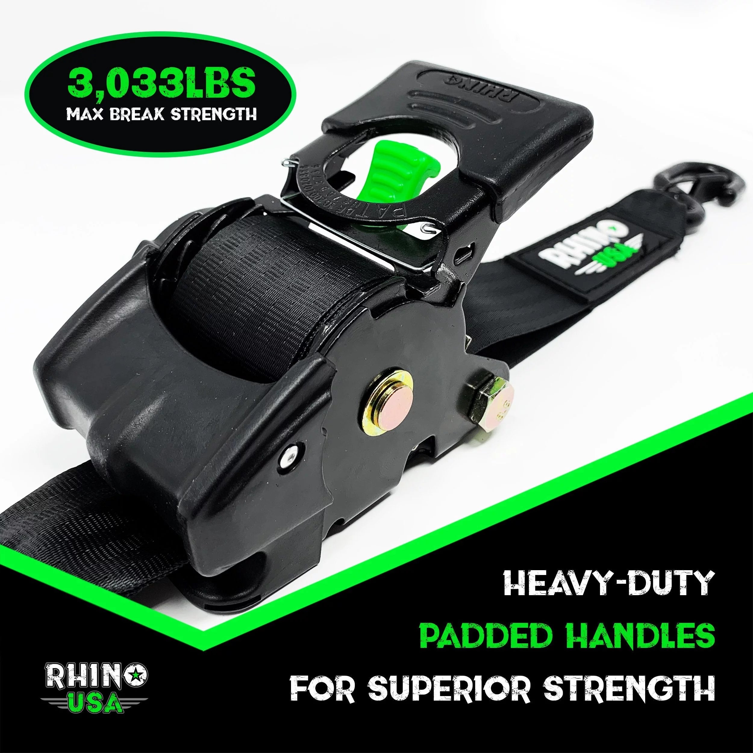 2" x 10' Retractable Ratchet Straps (2-Pack) - 3,033lb Max Break Strength A32317