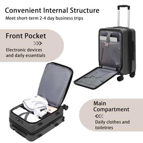 Expandable Carry-On Luggage, Hardside, Spinner Wheels, TSA Lock, 20-Inch U64815