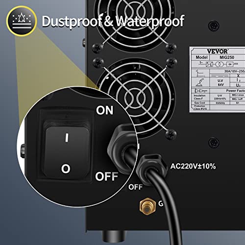 250Amp MIG Welder 3 in 1, 220V Flux Core/Gas/Solid Wire, Digital Multiprocess M104