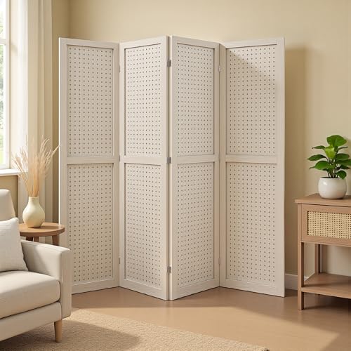 6 Panel Wooden Room Divider with Shelves B102027