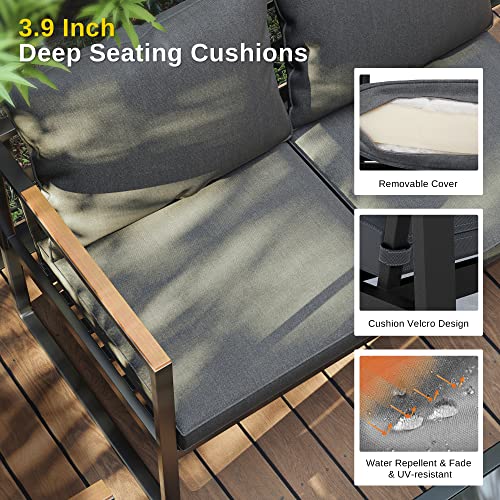 4-Piece Outdoor Patio Set with Sofa and Tempered Glass Table F97509