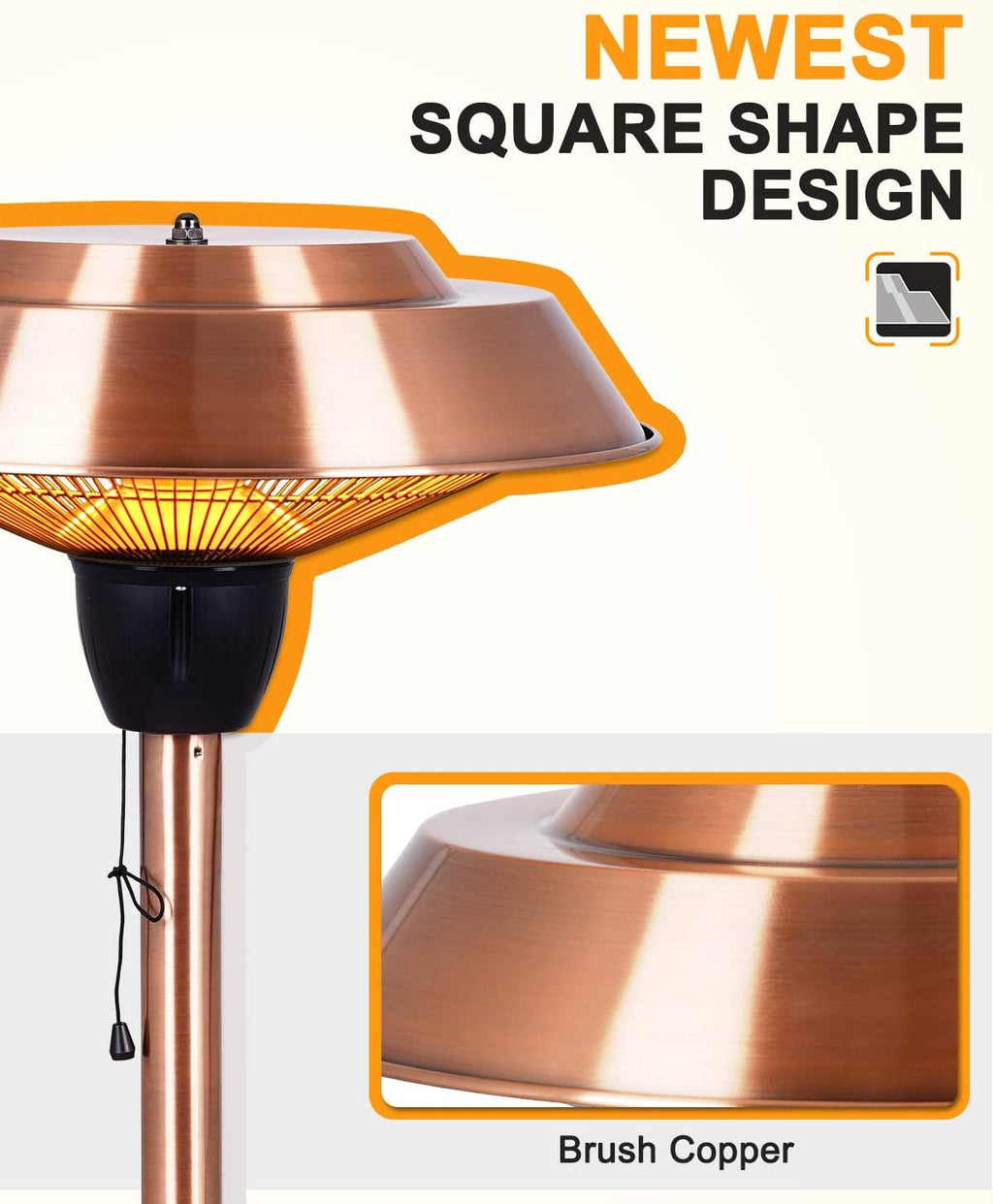 Electric Patio Heater, 1500W Infrared Outdoor Tabletop Heater R802